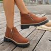 Damen Stiefeletten mit runder Zehenpartie in Überweite, Martin Boots mit Blockabsatz und Reißverschluss an der Seite, Herbst Winter Kurzstiefel für Damen