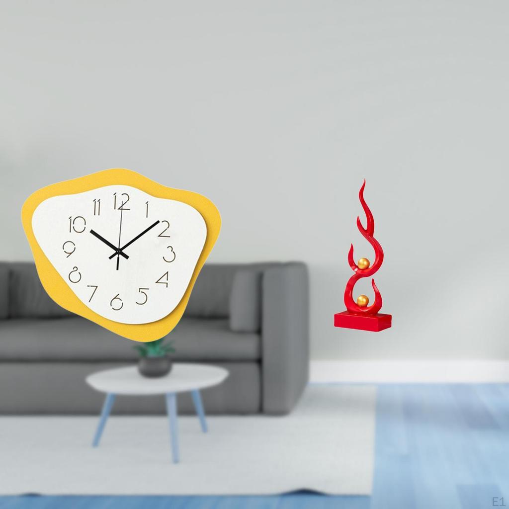 Acrylic Timepiece Ornament Modern Office Decor Silent Wall Clock Abstract Fire Resin Sculpture