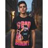 Camiseta vintage com estampa da bandeira de Porto Rico e Bad Bunny, estilo hip-hop, unissex, streetwear rap dos anos 90, presente perfeito para fãs de música latina.