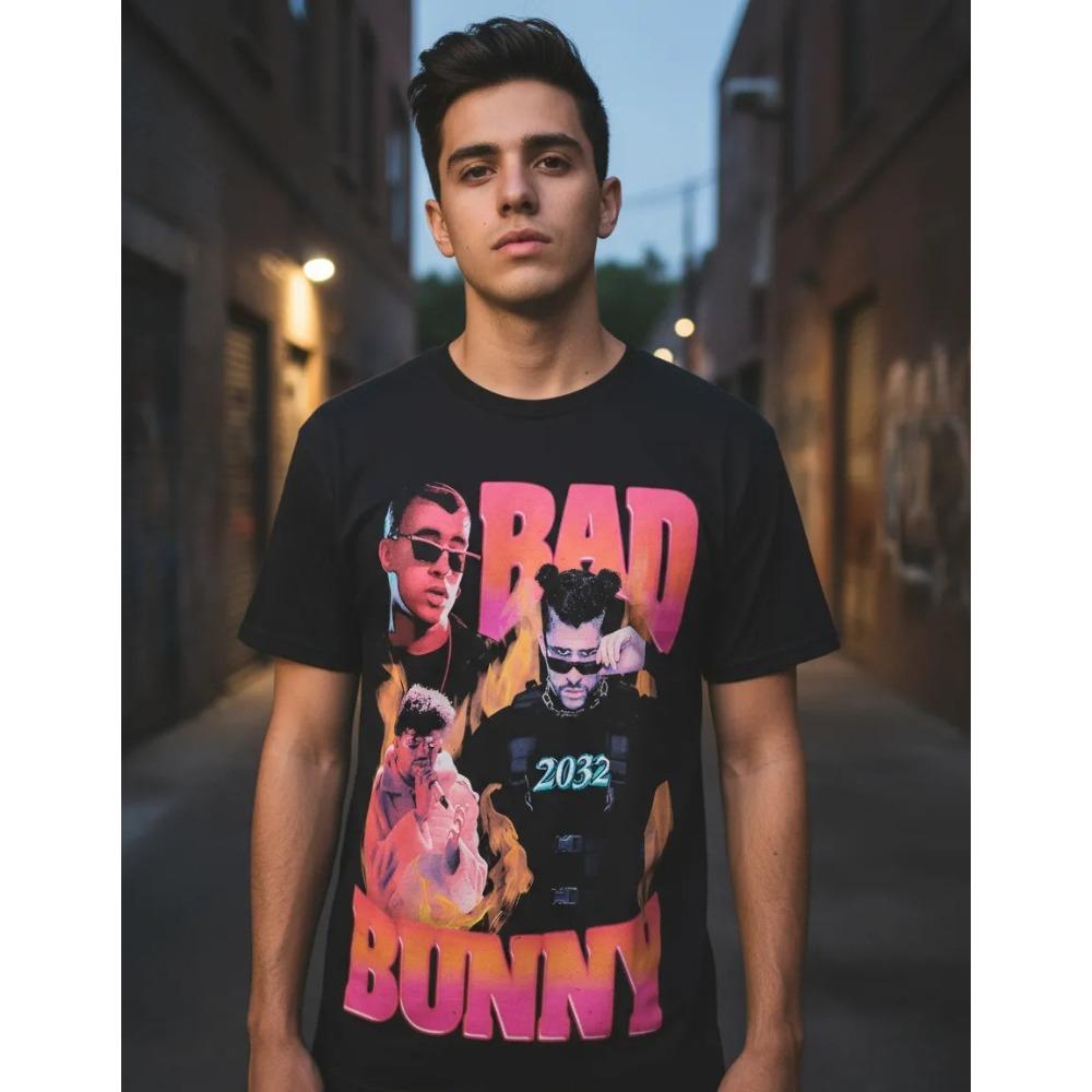 

Bad Bunny Puerto Rican Flag Vintage Hip-Hop Graphic T-Shirt, Unisex 90s Rap Streetwear, Latin Music Fan Gift S бежевий