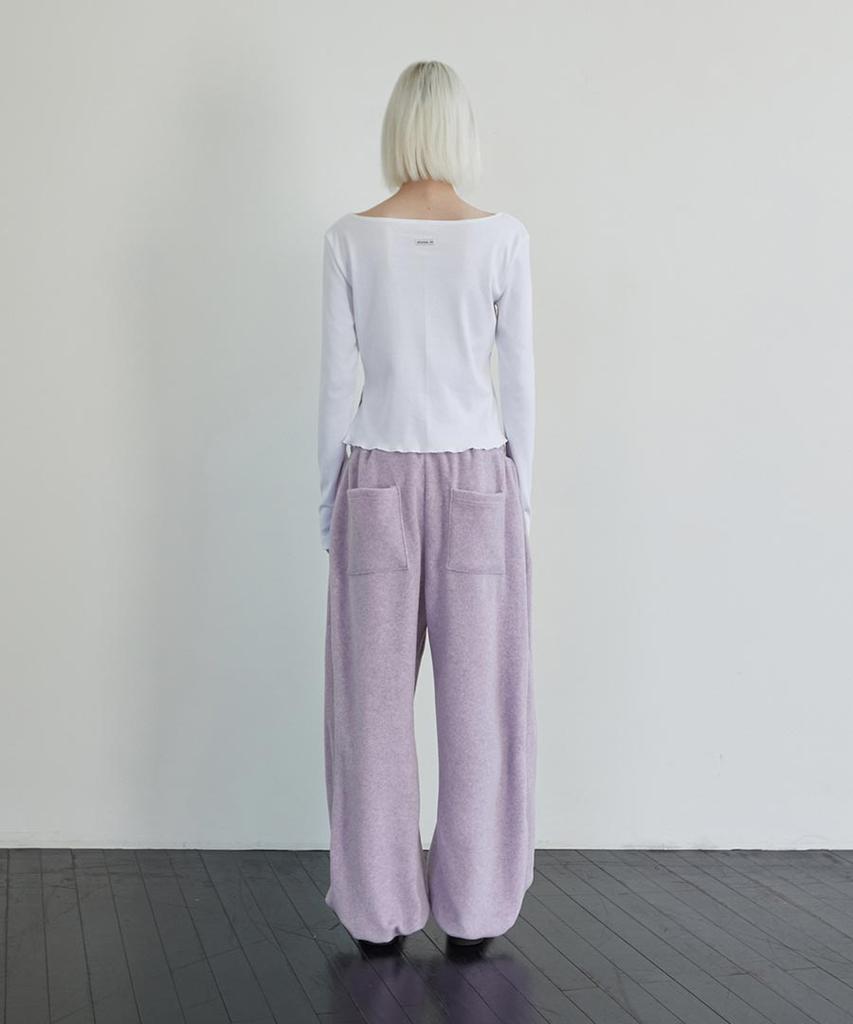 Lense Melange Fleece Pintuck Pants Gray Pink