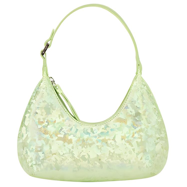 By Far Amber Sequin Laser Colorful Leather Underarm Bag Crescent Handheld Shoulder Clutch Women bags Green 21PFBASPARDHOLOSMA