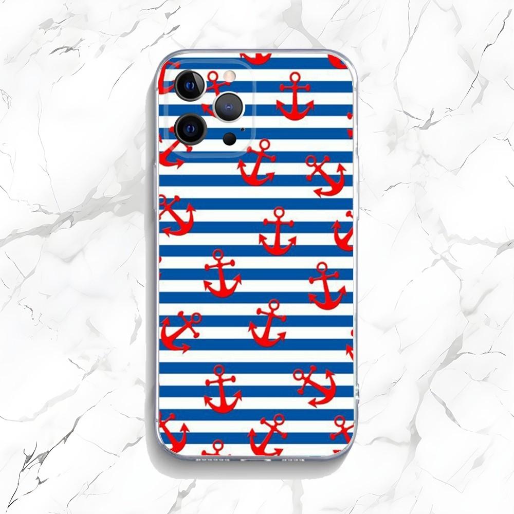 Anchor Compass Nautical Sailor Phone Case For iPhone 16,15,14,13,12,11 Plus,Pro,Max,XR,XS,X,7,8 Plus,SE,Mini Transparent Shell