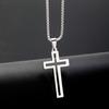 Skeleton Cross Necklace for Men Women Stainless Steel Hollow Out Cross Pendant Box Chain Collier Religious Faith Christ Collar