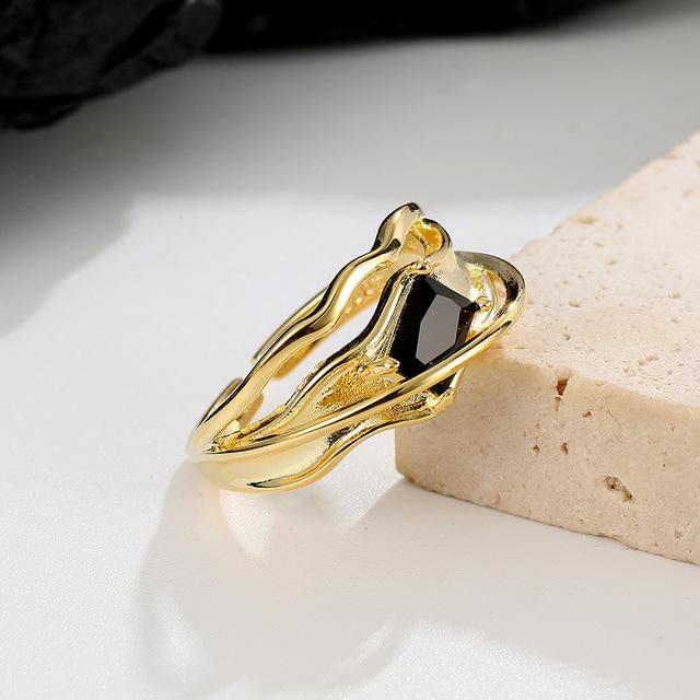 

Двухслойное кольцо с линией, женское преувеличенное индивидуальное кольцо с цирконием, стерлинговое серебро 925 пробы, женские свадебные аксессуары на палец чёрный