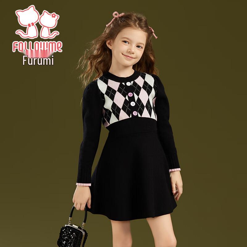 Girls Vintage Argyle Academy Style Knit Dress 150