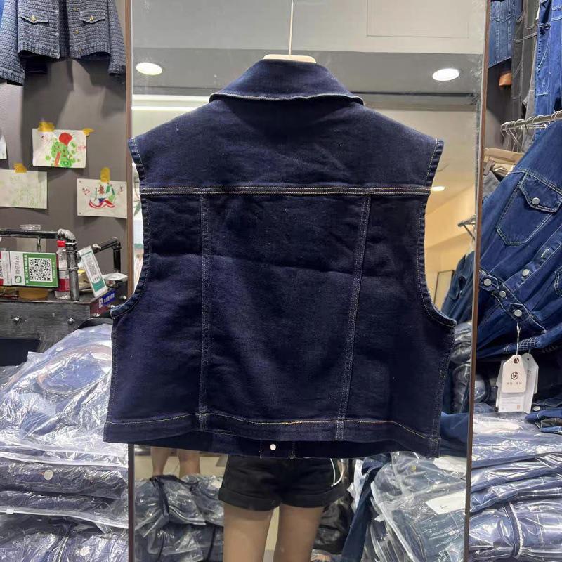 Retro Denim Shirt Vest for Women - 2023 Spring/Summer Petite Korean Style Trendy Layering Top