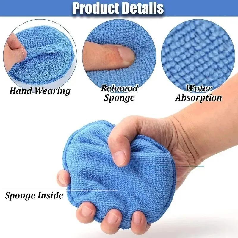 Car Waxing Polish Sponges 5 Inch Car Detailing Wax Applicator Pads Round Pocket Microfiber Foam Sponges Car Cleaning Tools