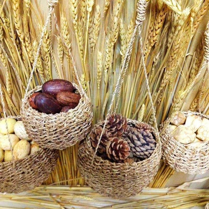 Rope Handwoven Gardening Hanging Basket Storage Basket Rattan Wall Mounted Plant Pot