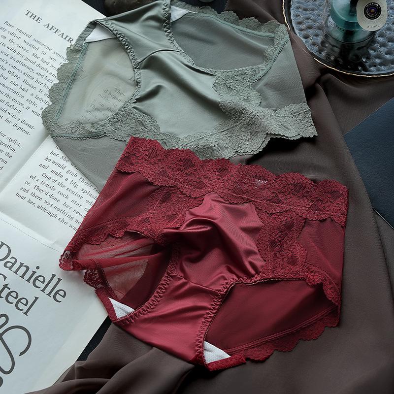 Satin Cool Comfort Damen Slips mit mittelhohem Bund aus Eis-Seide mit atmungsaktivem Maulbeerseiden-Schritt