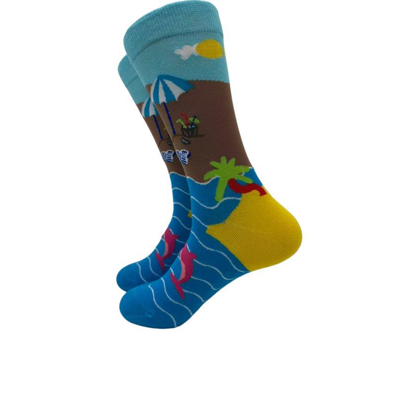 Dámske trendy bavlnené ponožky Fruit Art so strednou rúrou – štýlové, priedušné a teplé na všetky ročné obdobia