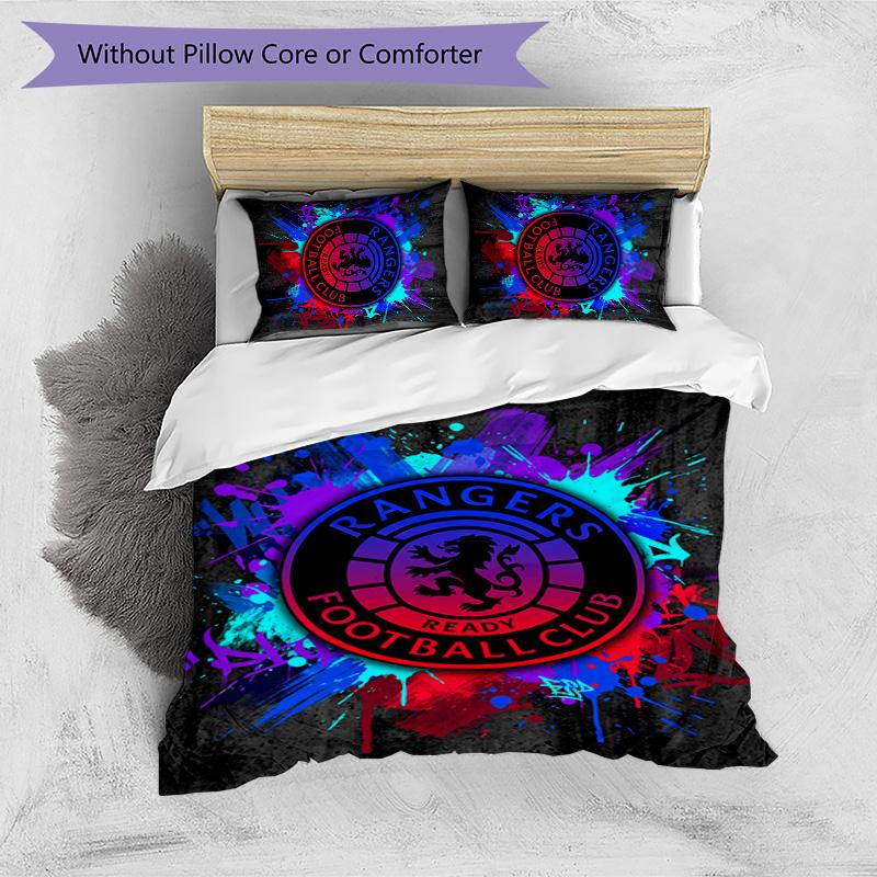 Set Biancheria da Letto Rangers FC Stampato 3 Pezzi Copripiumino Traspirante con Federe Biancheria da Letto Decorativa per Camera da Letto Casa