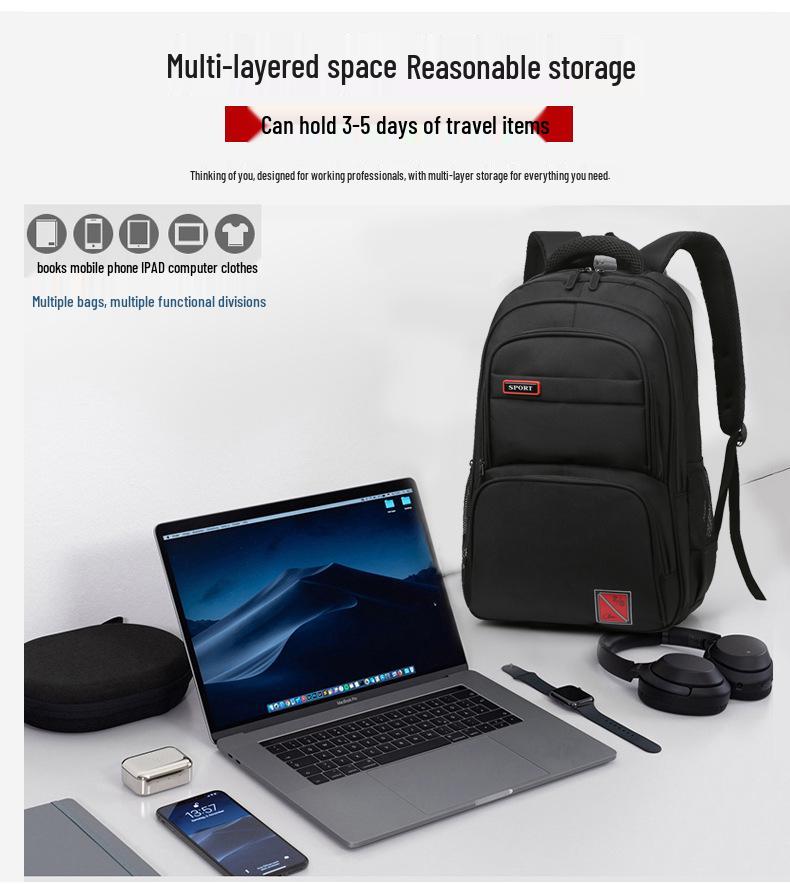 Trendy Large-Capacity Business Travel Backpack for Laptops and Students