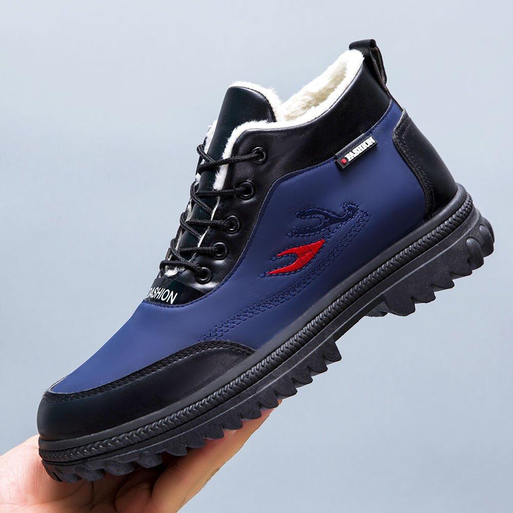 

Men s shoes winter new velvet thickened high-top cotton shoes men s snow boots thick-soled, light and comfortable leather-faced dad cotton shoes 44 синий