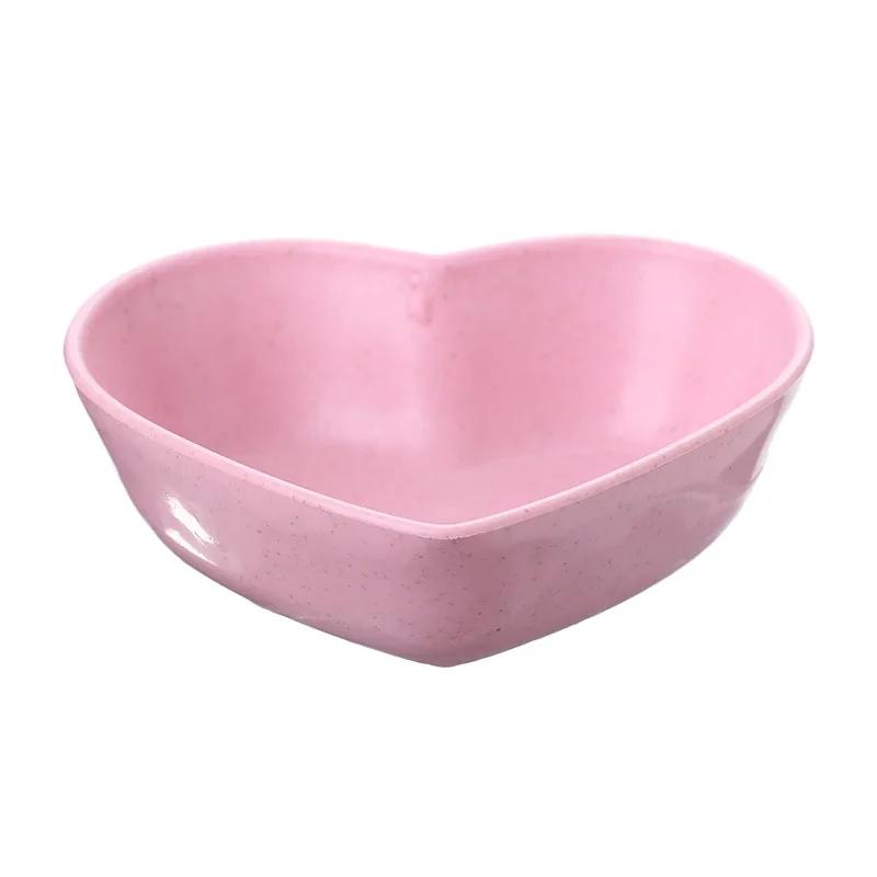 Dinnerware Mini Bowl Love Heart Shape Wheat Straw Bowls for Food Tableware Vinegar Seasoning Bowls Kitchen Supplies