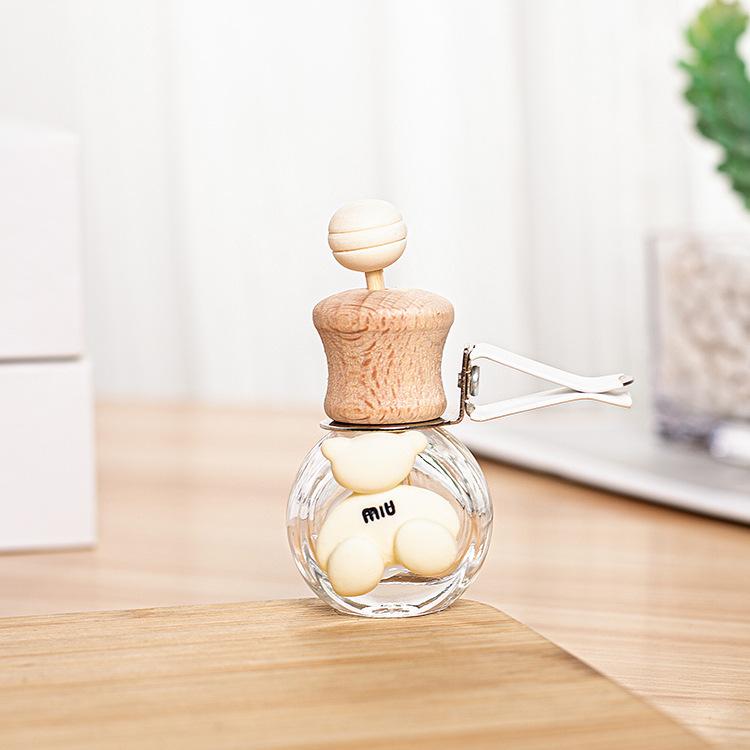 Cartoon Car Perfume Bottle Flat Circular Interior Decoration Empty Bottle Pendant Does For Essential Oils Diffuser Fragrance