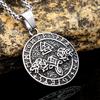 European and American Vikings Golden Wolf Head Triangular Rune Pendant Male Tide Personality Versatile Stainless Steel Necklace Jewelry