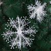 6Pcs Winter Brushed Snowflakes Christmas Tree Hanging Snowflake Plastic Artificial Snowflake Ornament for Xmas New Year Decor