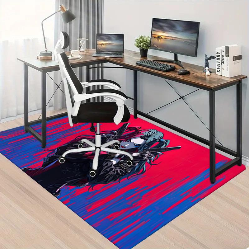 1pc Office Carpet Chair Mats Harley Quinn: Colorful Chaos Perfect for Decorating Office Chairs, Living Rooms, Or Bedrooms,Polyester Carpet