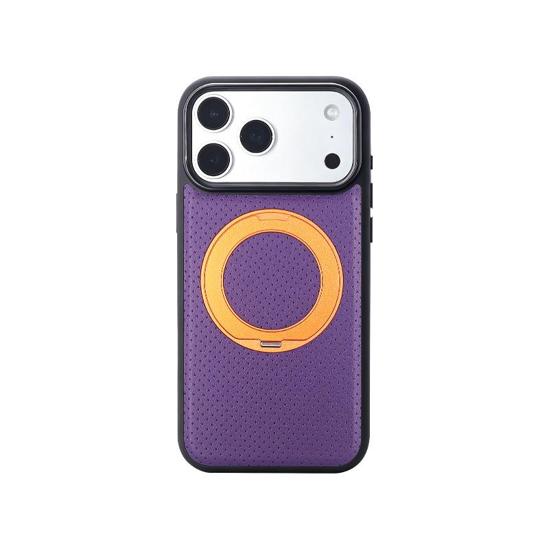 The New Small Dotted Textured Leather Is Suitable for the iPhone 17 Pro Max Rotating Magnetic Stand Phone Case, 16 Leather Protective Cover