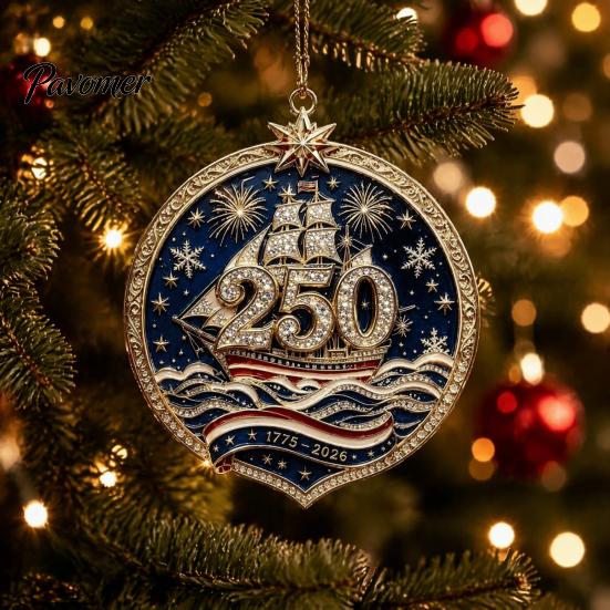 Historic 1776 to 2026 Ornament 250 Anniversary USA Christmas Ornament, United States 1776-2026 250th Patriotic Theme Party Supplies Keepsake, Acrylic