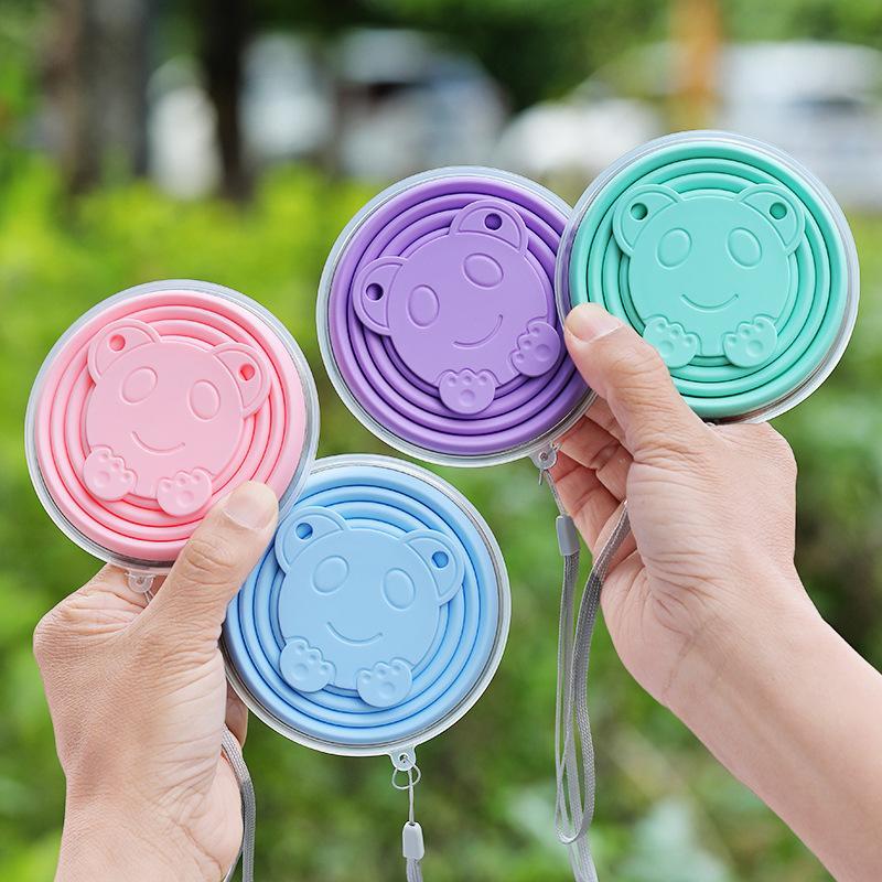 180Ml Portable Silicone Folding Water Cup Heat Resistant Foldable Mug With Lid For Outdoor Travel Drinking
