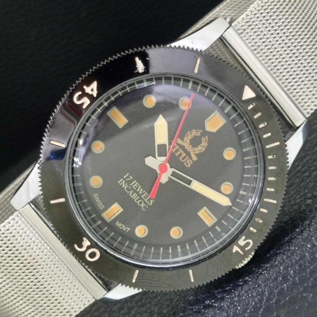 

ВИНТАЖНЫЕ ЧАСЫ TITUS SWISS С РУЧНЫМ ЗАВОДОМ, МУЖСКИЕ, ПОВОРОТНЫЙ БЕЗЕЛЬ, ЧЕРНЫЙ ЦИФЕРБЛАТ, a700252-5 R202-a700252