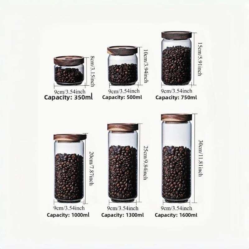 Hermetyczny szklany słoik z bambusową pokrywką na kawę, herbatę, przyprawy, zboża i cukier – nowoczesna organizacja kuchni i spiżarni