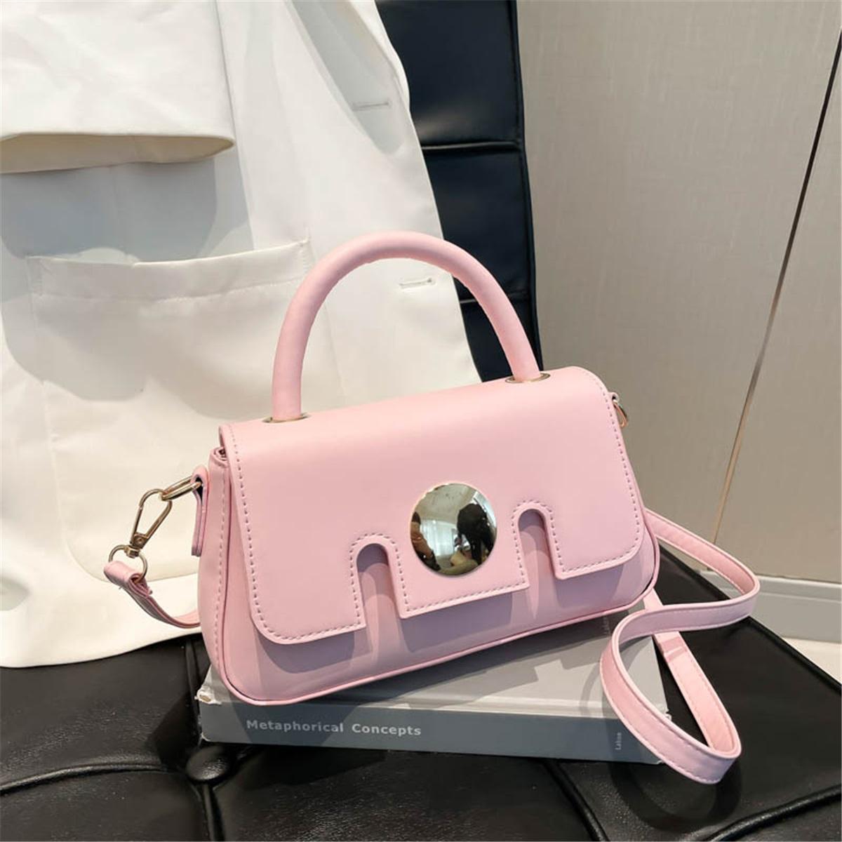 

Французский тренд личности Простая конфетная расцветка Новая корейская версия повседневной одноплечевой сумки кроссбоди ручной работы женская маленькая квадратная сумка розовый