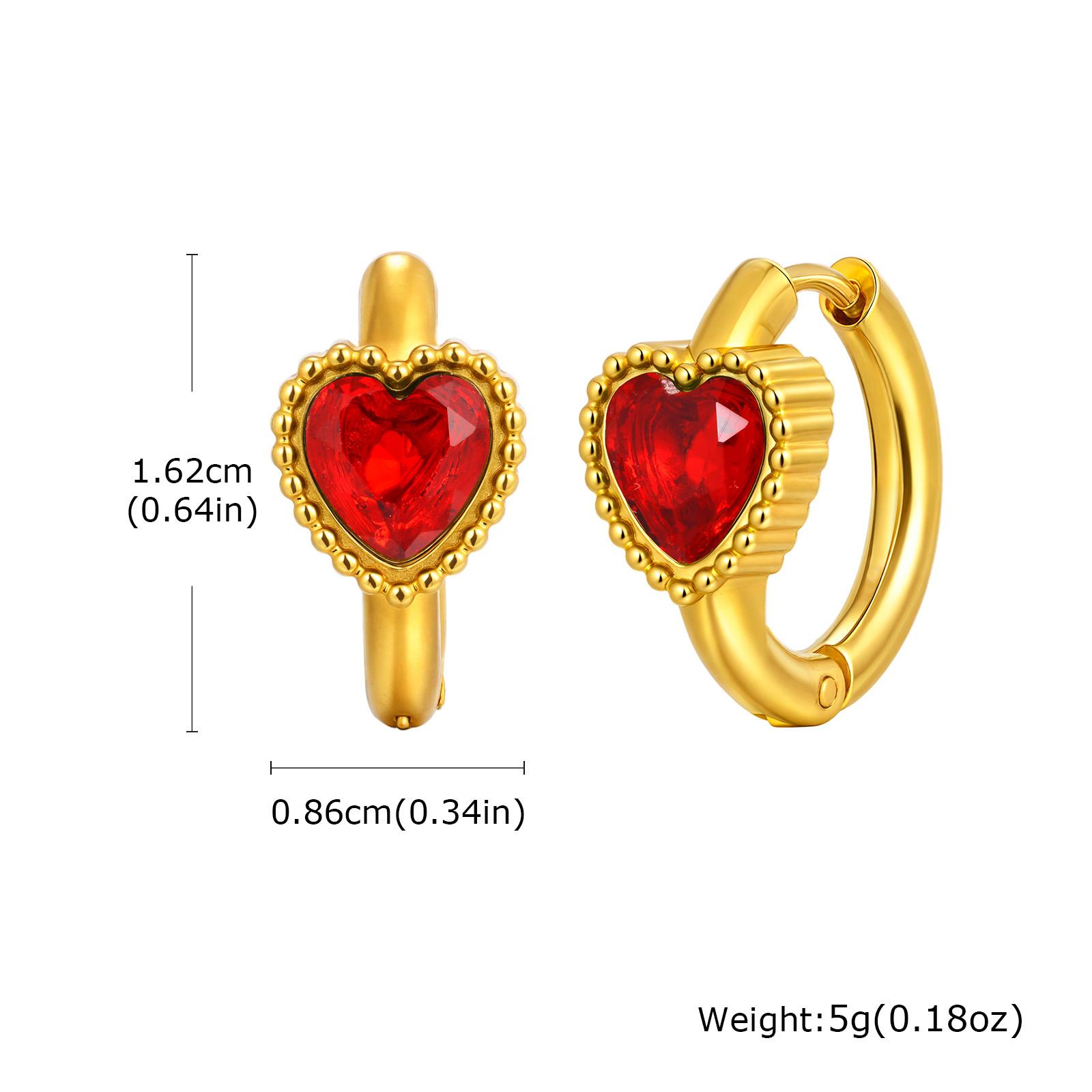 

Vintage Heart Cubic Zirconia Huggie Hoop Earring For Women, Love CZ Stone Round Hoops, Stainless Steel Personalized Gift For Her