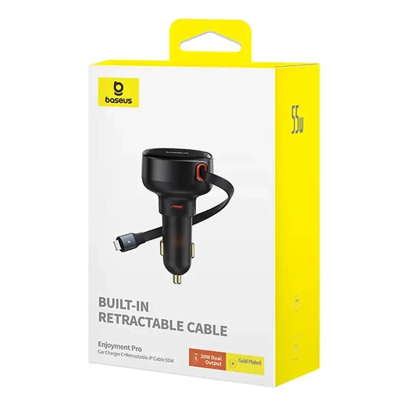 Ładowarka Samochodowa Baseus Enjoyment Pro Z Kablem Lightning + Usb-C, 55W (Czarny)
