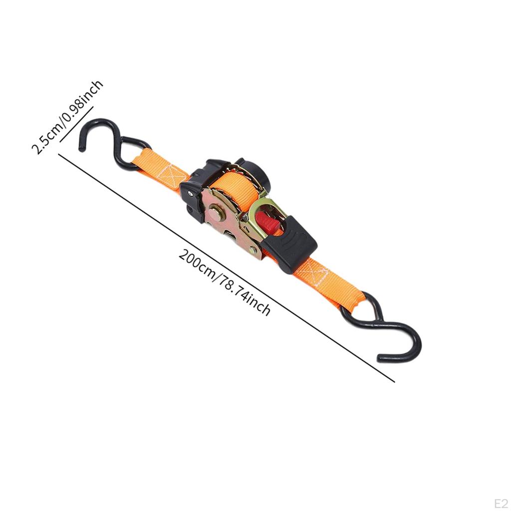Adjustable Length Ratchet Strap with S Hooks for Boat and Truck Cargo