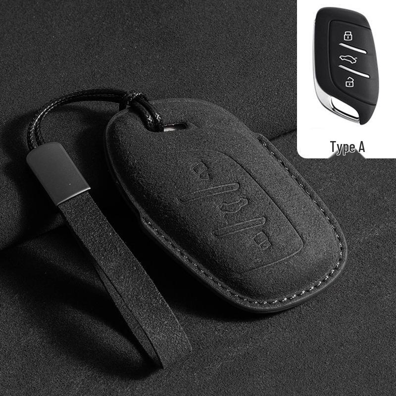MG Car Key Case for MG5, ZS, MG6, MG4-6: Suede Shield & Buckle Style