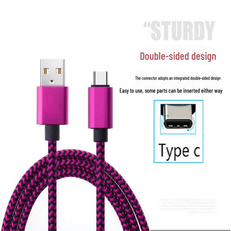 USB Type-C Braided Fast Charging Data Cable - 1.23m White, Compatible with Android and Huawei Devices