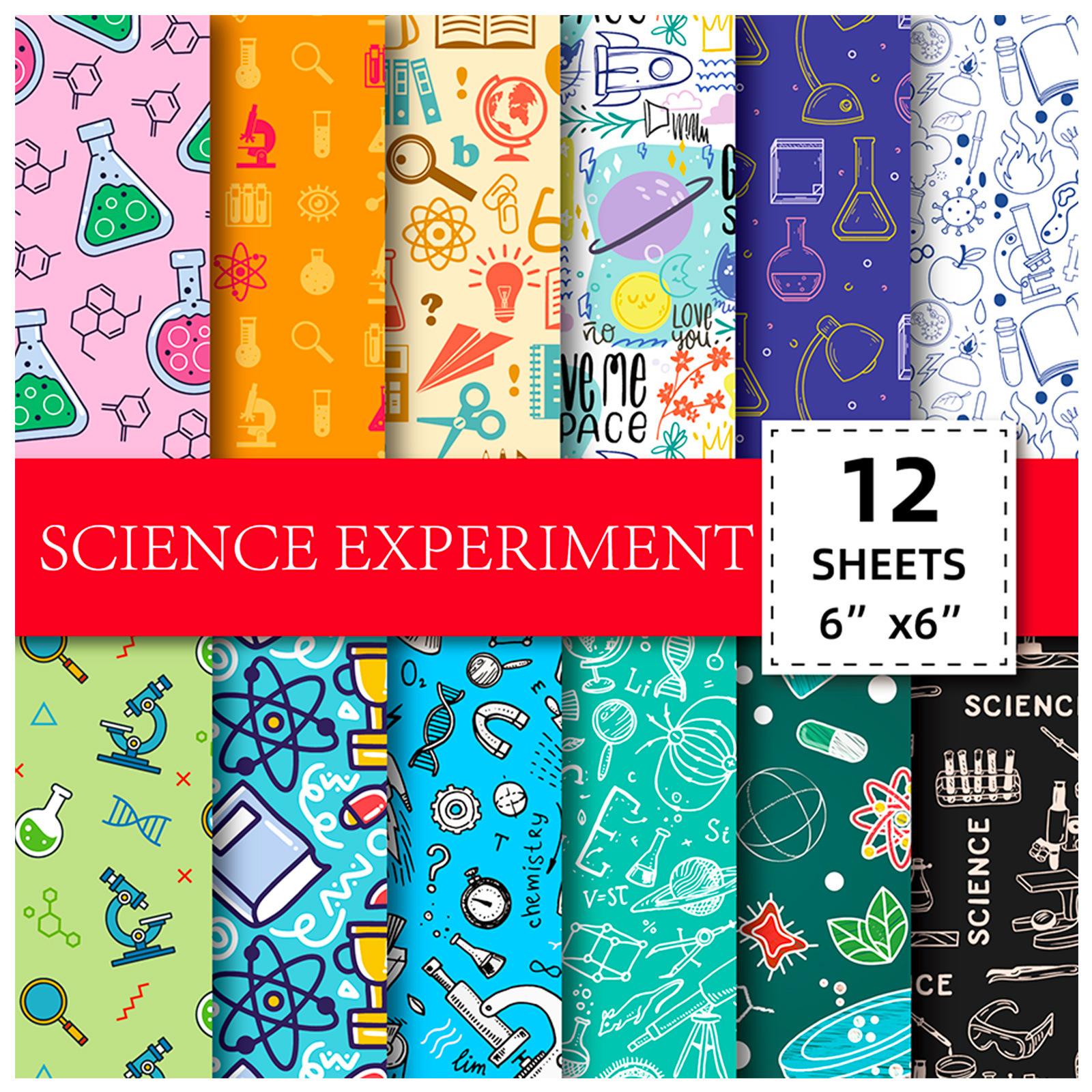 

12 Scientific Experiment Material Paper Hand Account Decorative Sticker Diy Creative Pattern Material Paper 15cm*15cm