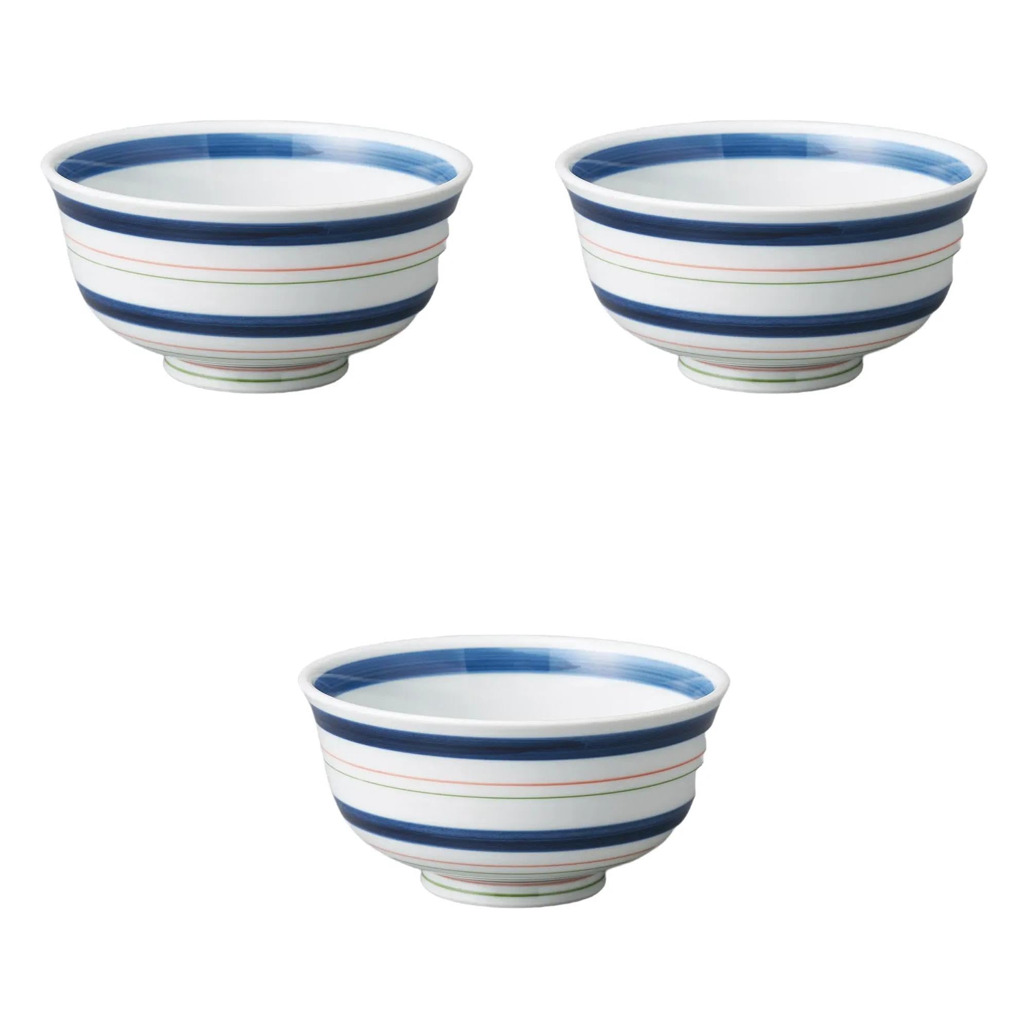 

Set of 3 Nishiki Lightweight Bowls x 8cm Hasami Ware Bowls by Setomonohonpo Koma-Suji [16 (800cc)] Multi-Purpose