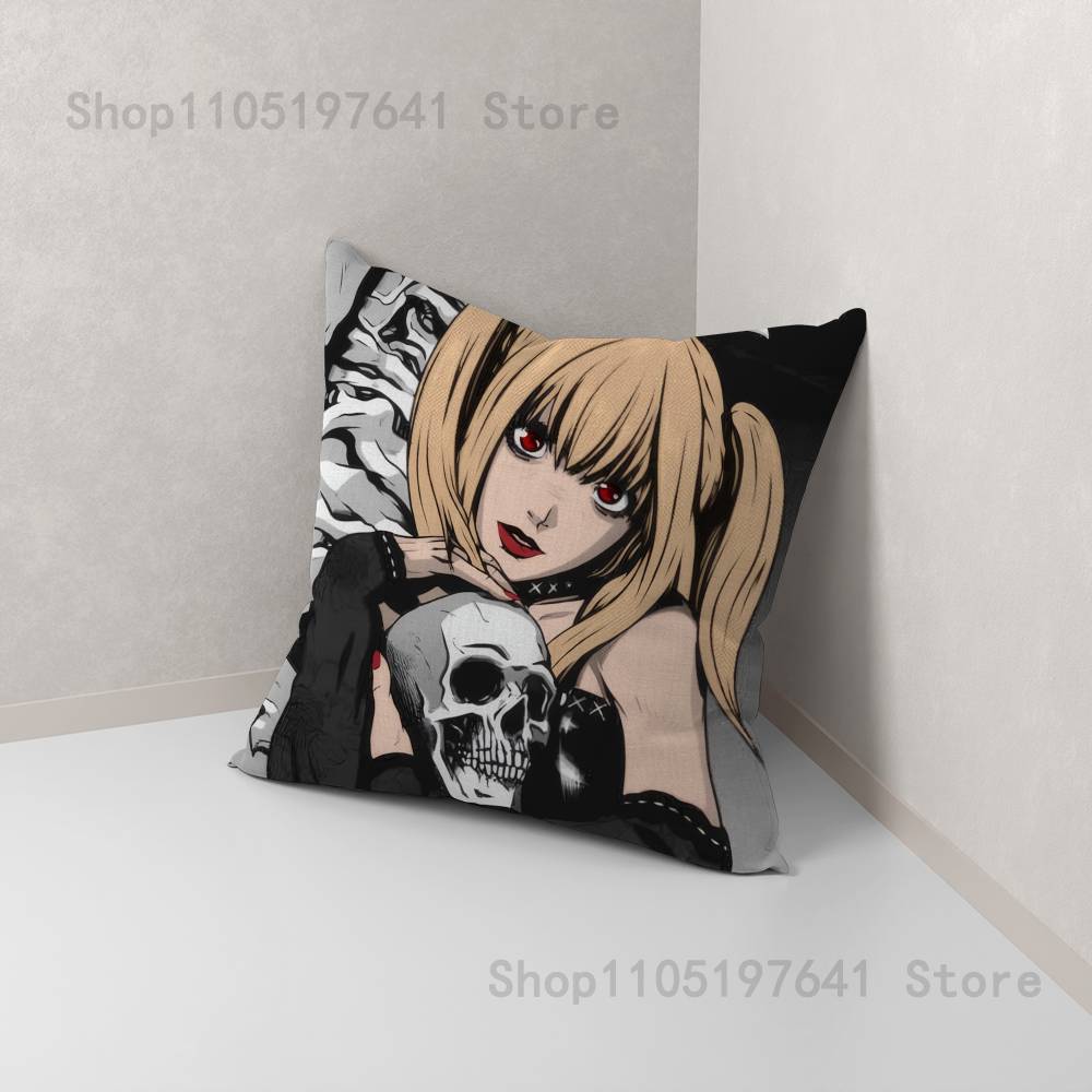 Misa D-Death N-Note Pillow Case For Sofa Decor Car Office Room Printing Cushion Cover Decorations and Protector