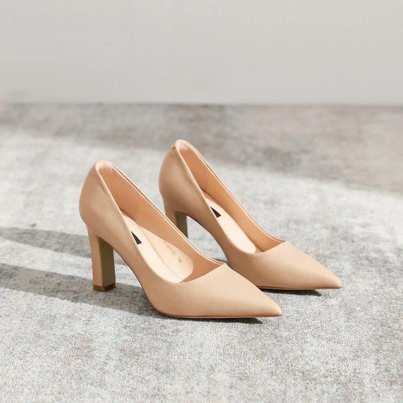 Fashion Women's Shoes Sexy Non Slip Ladies Pumps Square Heels Chic Point Spring Stylish Quick Delivery Beau Today Footwear Wholesale