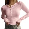 Women S Long Sleeve Button Collar Solid Color Knit Sweater