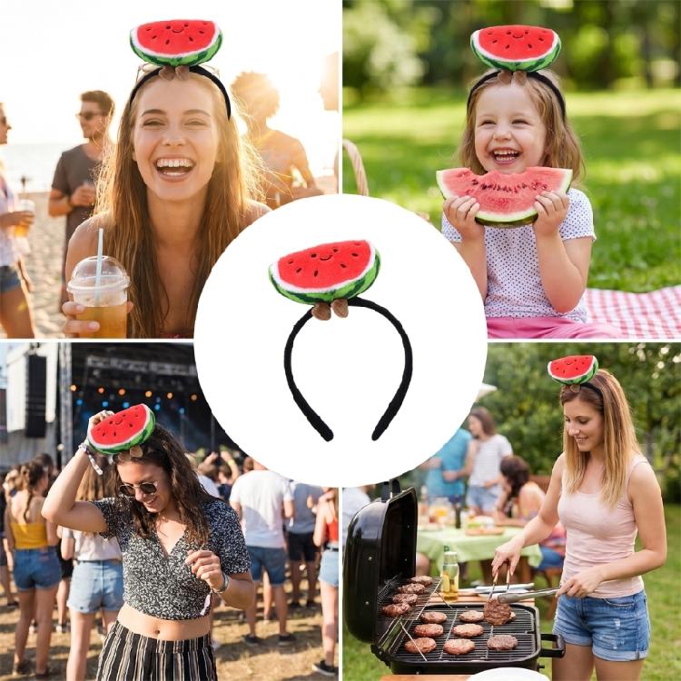 Makeup Hair Headband with Plush Watermelon Accent Soft Costume Accessory Face Washing Hair Hoop for Kids Adults and Event