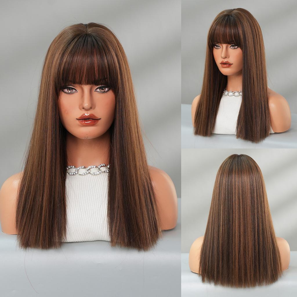 New Ash Blonde Shoulder Length Wig for Women - Rooted Hair Rose Net Machine Made Daily Wear Full Cap Wig, Natural Breathable