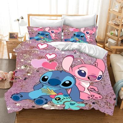 Stitch Printed Bedroom Bedding Set Duvet Cover Christmas Gifts Comforte Cartoon With Pillowcase Children's Suitable and Adults