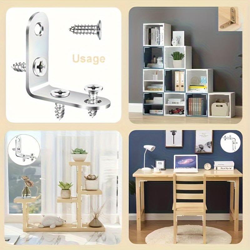 A set of 50pcs,including 10pcs 90-degree right-angle brackets with 40screws,L-shaped bracket hardware for wooden shelves,chairs