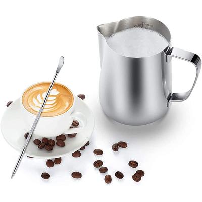 350/600 ml Kaffeemilchaufschäumkrug Edelstahl-Milchaufschäumbecher Dampftopf mit Latte-Art-Stift Kaffee-Latte-Zubehör
