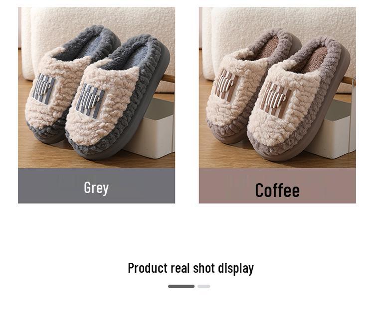 Cozy Winter Plush Cotton Slippers for Couples - Lightweight, Soft Sole Indoor Shoes