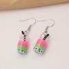 Creative Funny Three Layers Colored Bubble Milky Tea Pendant Earrings for Women Personality Drink Party Ear Zircon Girl Gift