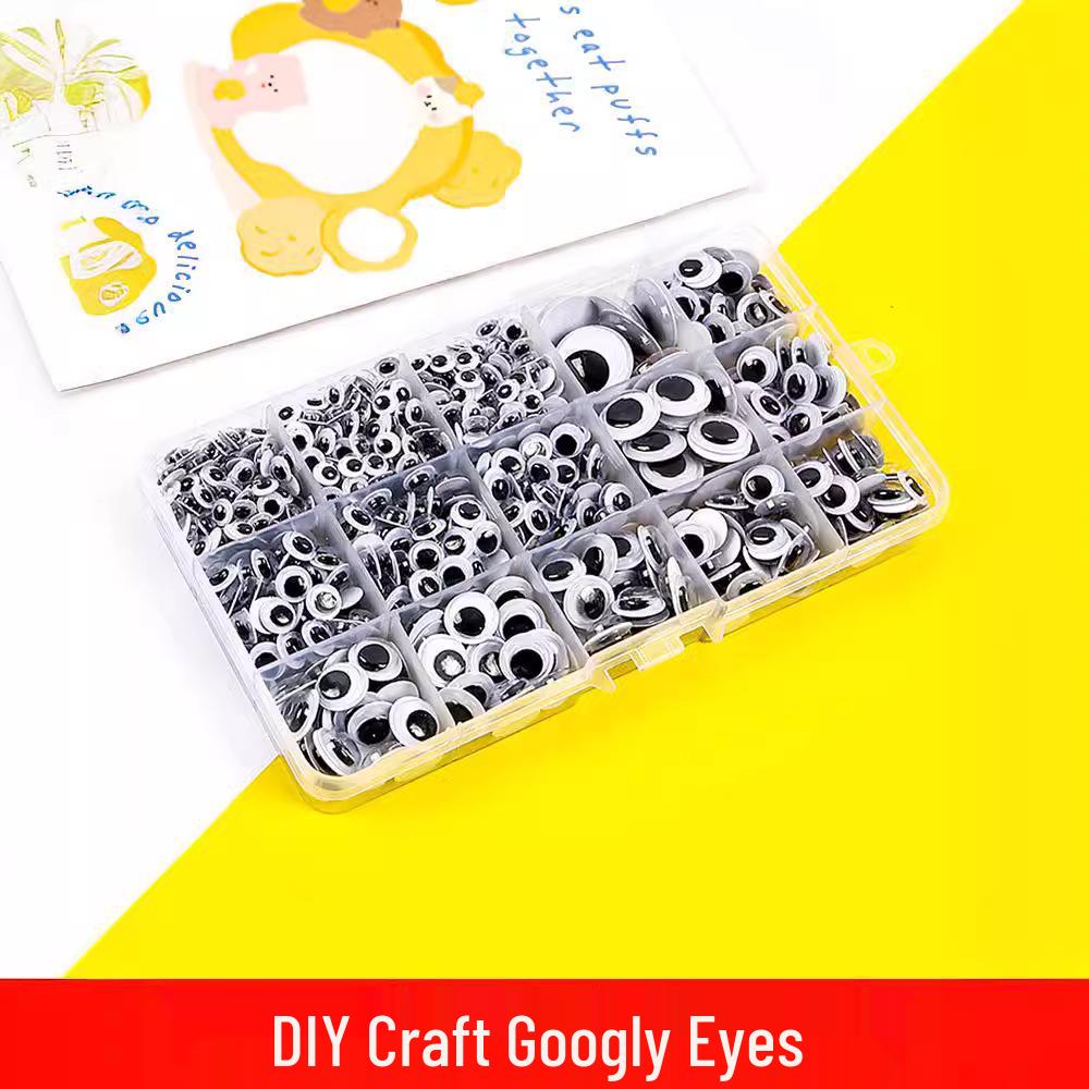 Handmade Self-Adhesive Googly Eyes with Eyelashes - Black, White & Colored Movable Plastic Eyes for DIY Projects