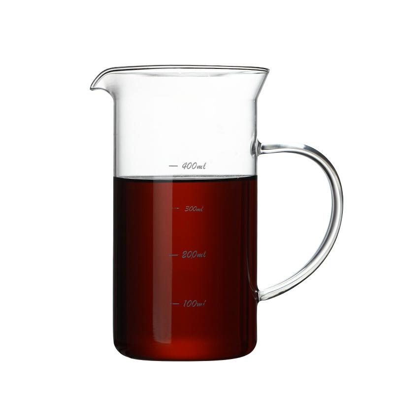Sharing Pot, Hot and Cold Resistant Glass Coffee Graduated Hand Brewing Pot, Three-hole Corrugated Glass Filter Cup
