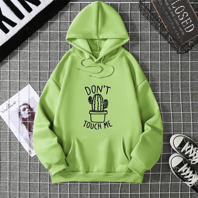 

Creativity DON T TOUCH ME Hoodies Women Street Style Hip Hop Hoody Autumn Loose Fleece Clothing Comfortable Pullover Sweatshirt 5XL зелений