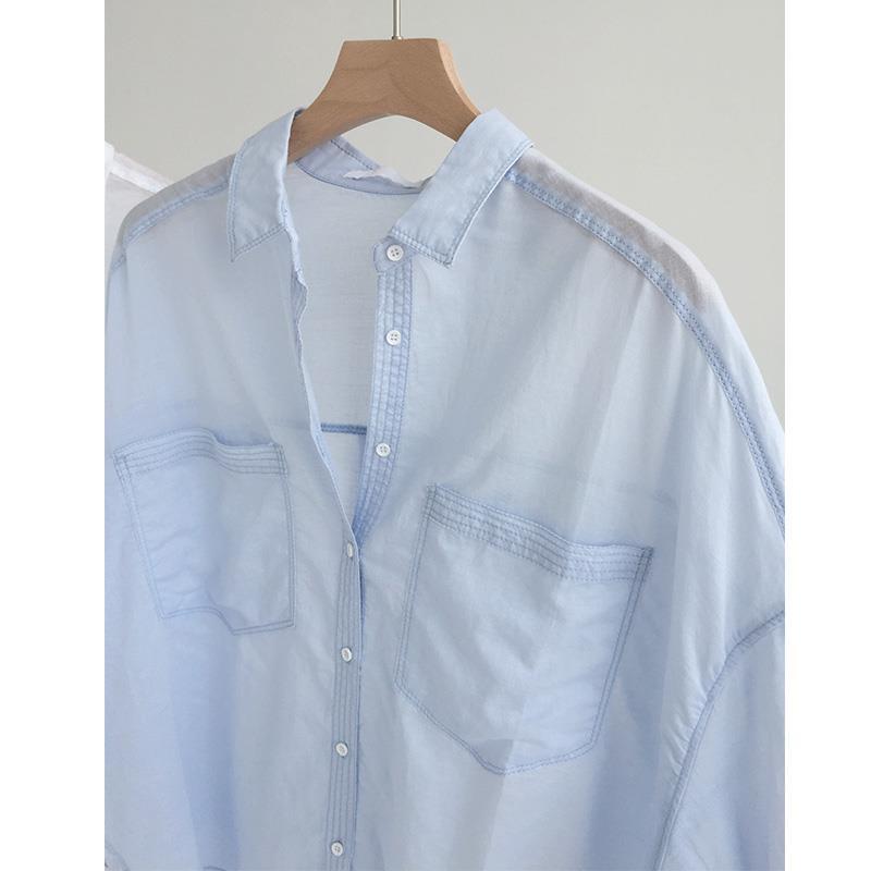 

Летнее тонкое солнцезащитное пальто с плечами из хлопка и пеньки, белая свободная рубашка с длинным рукавом, женская синяя рубашка, дизайн топа 2XL